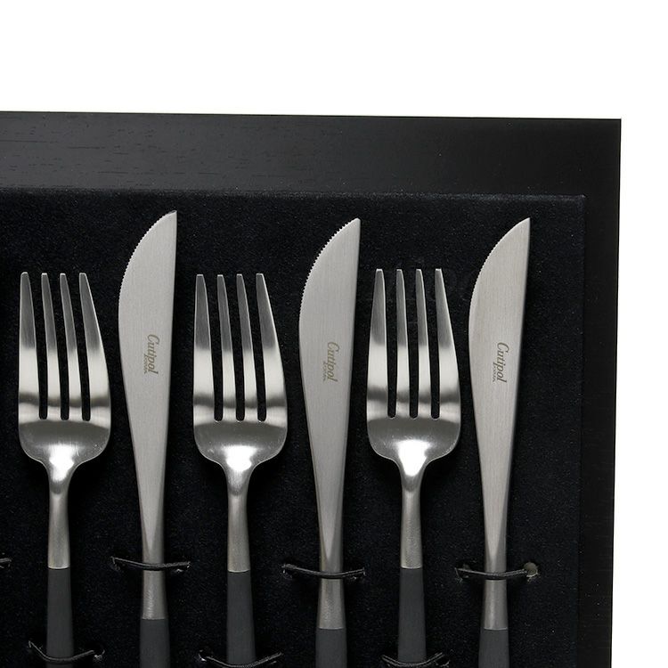 クチポール（Cutipol） GOA/ゴア ブラック ディナー24点セット （ディナーナイフ・ディナーフォーク・ディナースプーン・コーヒー/ティースプーン） 収納木箱入り(ギフトボックス)