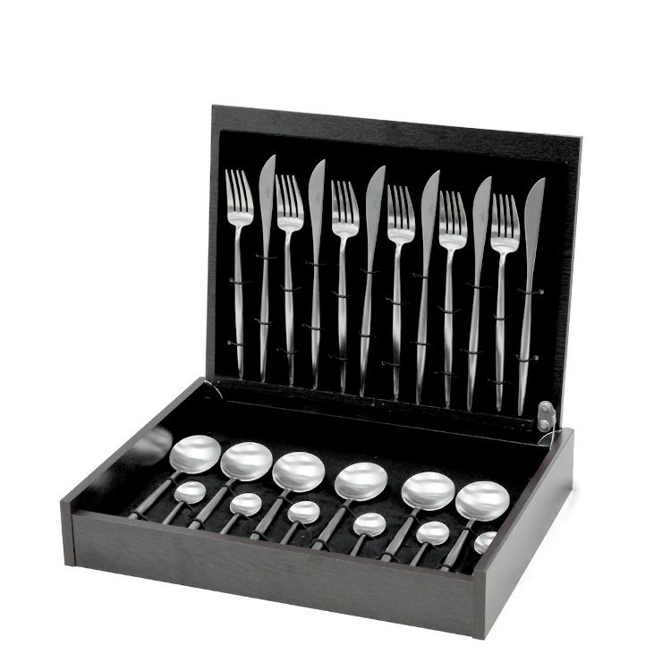 クチポール（Cutipol） MOON MATT/ムーンマット ディナー24点セット （ディナーナイフ・ディナーフォーク・ディナースプーン・コーヒー/ティースプーン） 収納木箱入り(ギフトボックス)