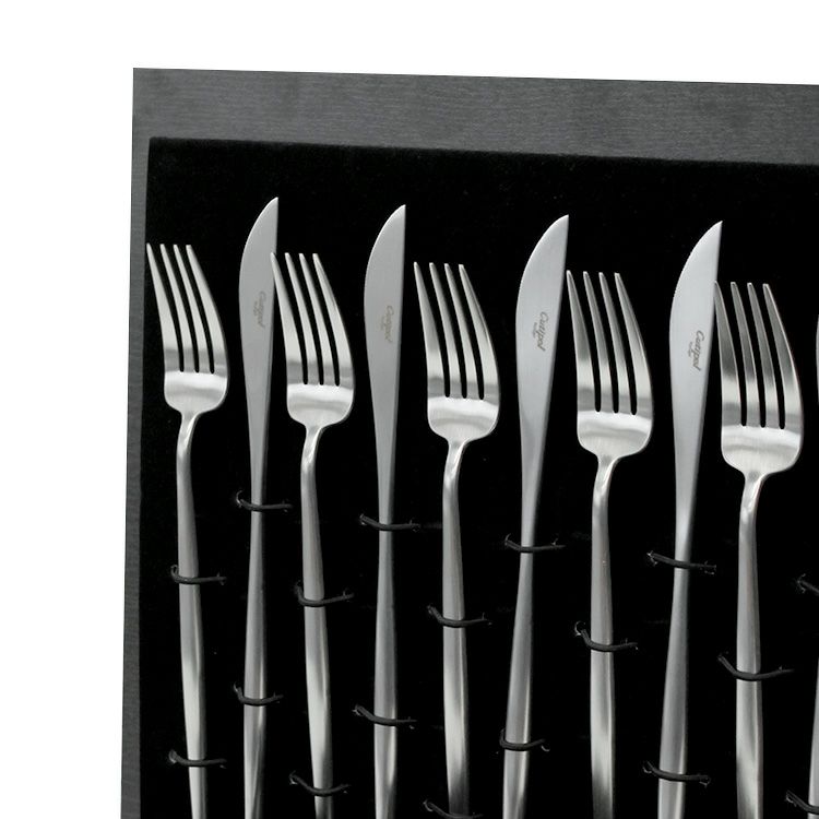 クチポール（Cutipol） MOON MATT/ムーンマット ディナー24点セット （ディナーナイフ・ディナーフォーク・ディナースプーン・コーヒー/ティースプーン） 収納木箱入り(ギフトボックス)