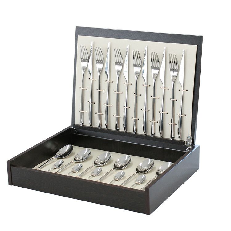 クチポール（Cutipol） ICON/アイコン ミラー ディナー24点セット （ディナーナイフ・ディナーフォーク・ディナースプーン・コーヒー/ティースプーン） 収納木箱入り(ギフトボックス)