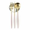 ＜4点セット＞クチポール（Cutipol） GOA/ゴア ピンクマットゴールド ディナー3点＆カトラリーレスト1点 [ネコポス対応可(4セットまで)]