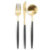クチポール（Cutipol） GOA/ゴア ブラックマットゴールド ディナー3点セット（ディナーナイフ・ディナーフォーク・ディナースプーン） [ネコポス対応可(6セットまで)]