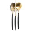 ＜4点セット＞クチポール（Cutipol） GOA/ゴア ブラックマットゴールド ディナー3点＆カトラリーレスト1点 [ネコポス対応可(4セットまで)]