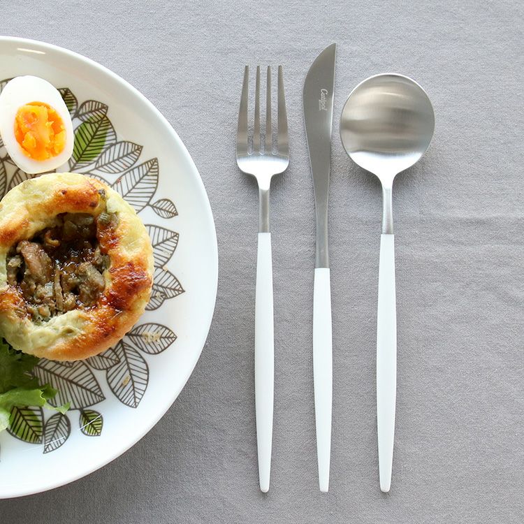 クチポール（Cutipol） GOA/ゴア ホワイト ディナー3点セット（ディナーナイフ・ディナーフォーク・ディナースプーン） [ネコポス対応可(6セットまで)]