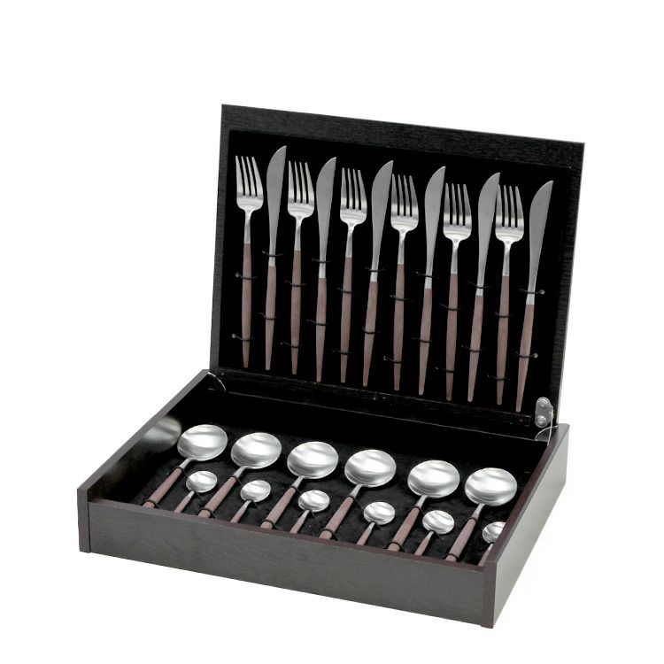 クチポール（Cutipol） GOA/ゴア ブラウン ディナー24点セット （ディナーナイフ・ディナーフォーク・ディナースプーン・コーヒー/ティースプーン） 収納木箱入り(ギフトボックス)