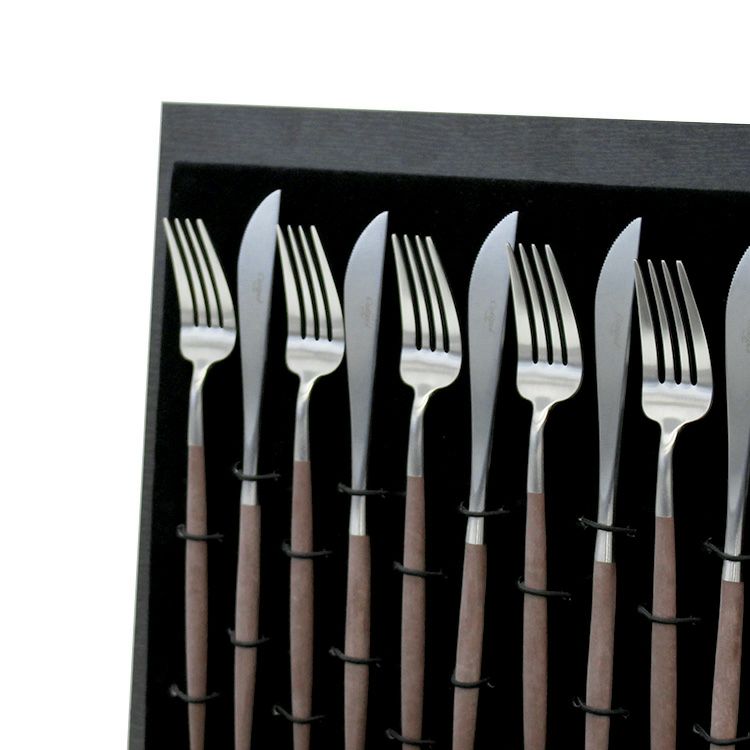 クチポール（Cutipol） GOA/ゴア ブラウン ディナー24点セット （ディナーナイフ・ディナーフォーク・ディナースプーン・コーヒー/ティースプーン） 収納木箱入り(ギフトボックス)