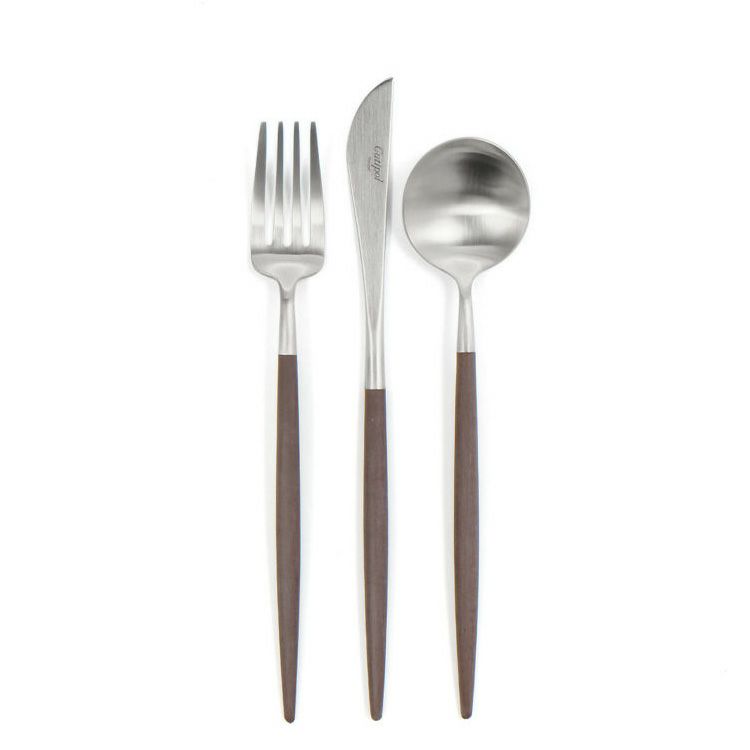 クチポール（Cutipol） GOA/ゴア ブラウン デザート3点セット（デザートナイフ・デザートフォーク・デザートスプーン） [ネコポス対応可(6セットまで)]