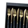 クチポール（Cutipol） GOA/ゴア ブルーマットゴールド ディナー24点セット （ディナーナイフ・ディナーフォーク・ディナースプーン・コーヒー/ティースプーン） 収納木箱入り(ギフトボックス)