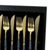 クチポール（Cutipol） GOA/ゴア ブルーマットゴールド ディナー24点セット （ディナーナイフ・ディナーフォーク・ディナースプーン・コーヒー/ティースプーン） 収納木箱入り(ギフトボックス)