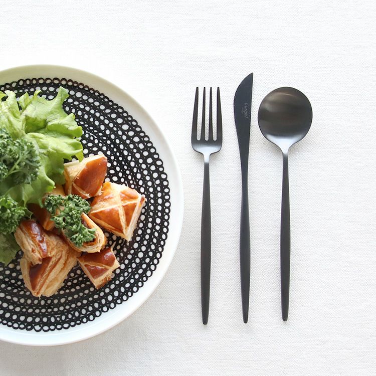 クチポール（Cutipol） MOON MATT/ムーンマット ブラック デザート3点（デザートナイフ・デザートフォーク・デザートスプーン） [ネコポス対応可(6セットまで)]