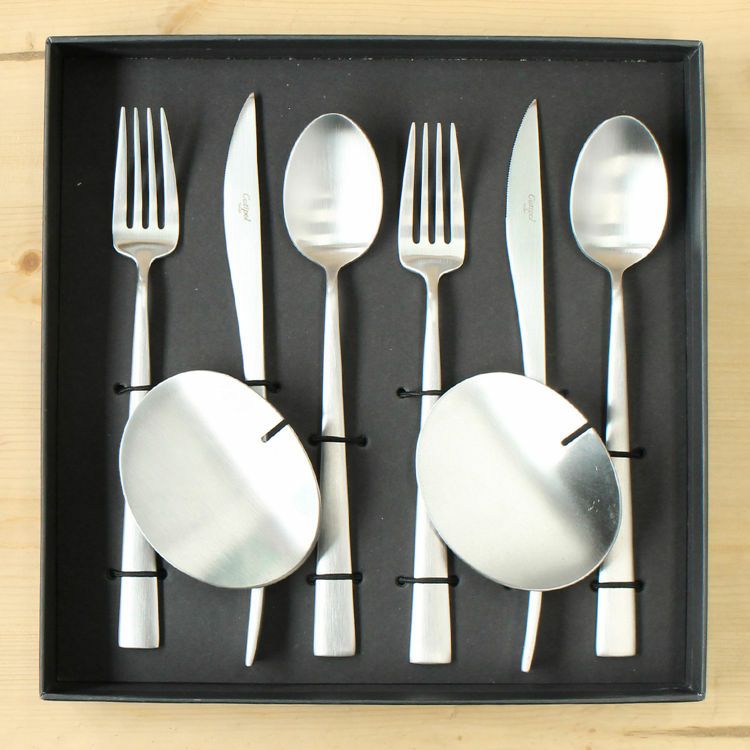 クチポール（Cutipol） DUNA/デュナ ディナーセット（ディナーナイフ・ディナーフォーク・ディナースプーン） + カトラリーレスト 8点セット ギフトボックス(化粧箱付)