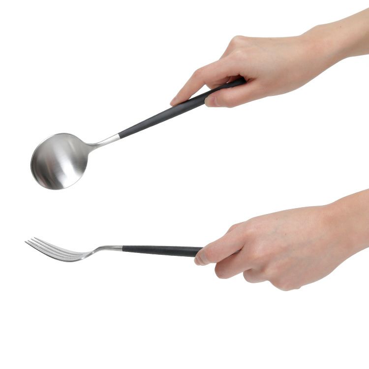 クチポール（Cutipol） GOA/ゴア ブラック サービングフォーク＆スプーン [ネコポス対応可(4セットまで)]