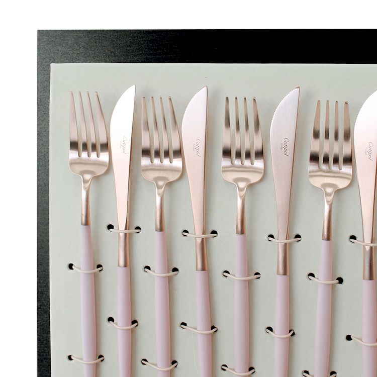 クチポール（Cutipol） GOA/ゴア ピンクマットローズゴールド ディナー24点セット （ディナーナイフ・ディナーフォーク・ディナースプーン・コーヒー/ティースプーン） 収納木箱入り(ギフトボックス)