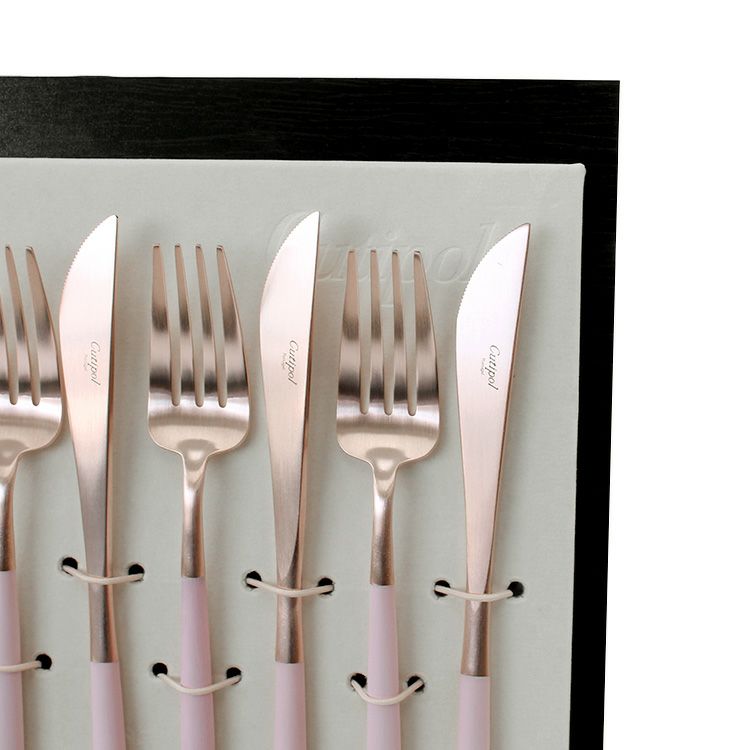クチポール（Cutipol） GOA/ゴア ピンクマットローズゴールド ディナー24点セット （ディナーナイフ・ディナーフォーク・ディナースプーン・コーヒー/ティースプーン） 収納木箱入り(ギフトボックス)