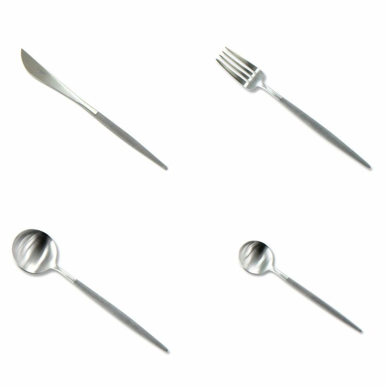 クチポール（Cutipol） GOA/ゴア グレー ディナー24点セット （ディナーナイフ・ディナーフォーク・ディナースプーン・コーヒー/ティースプーン） 収納木箱入り(ギフトボックス)