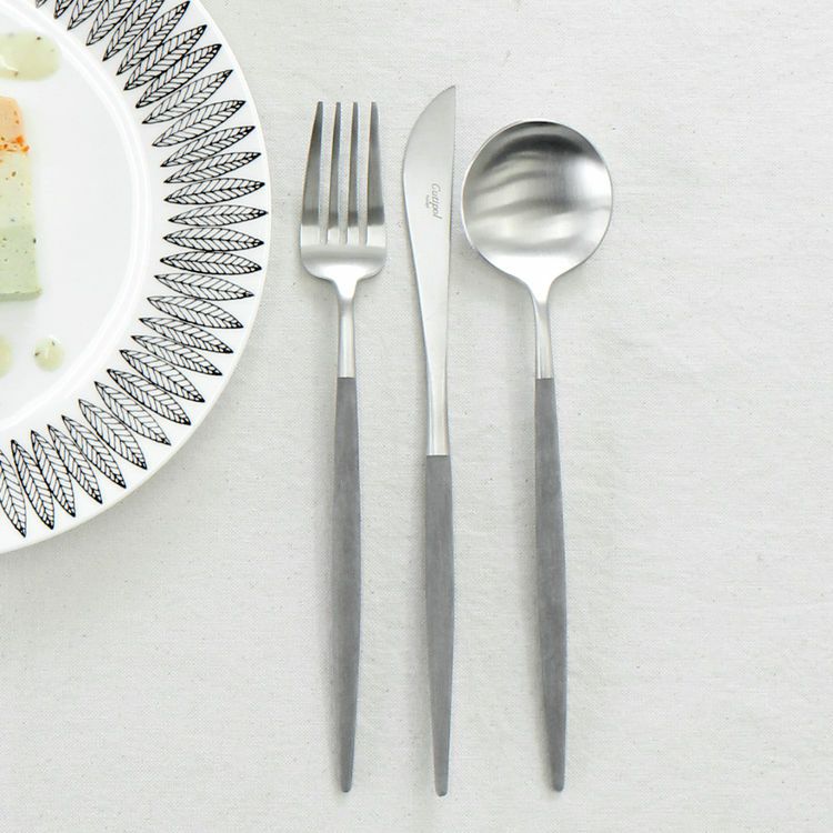 クチポール（Cutipol） GOA/ゴア グレー ディナー3点セット（ディナーナイフ・ディナーフォーク・ディナースプーン） [ネコポス対応可(6セットまで)]