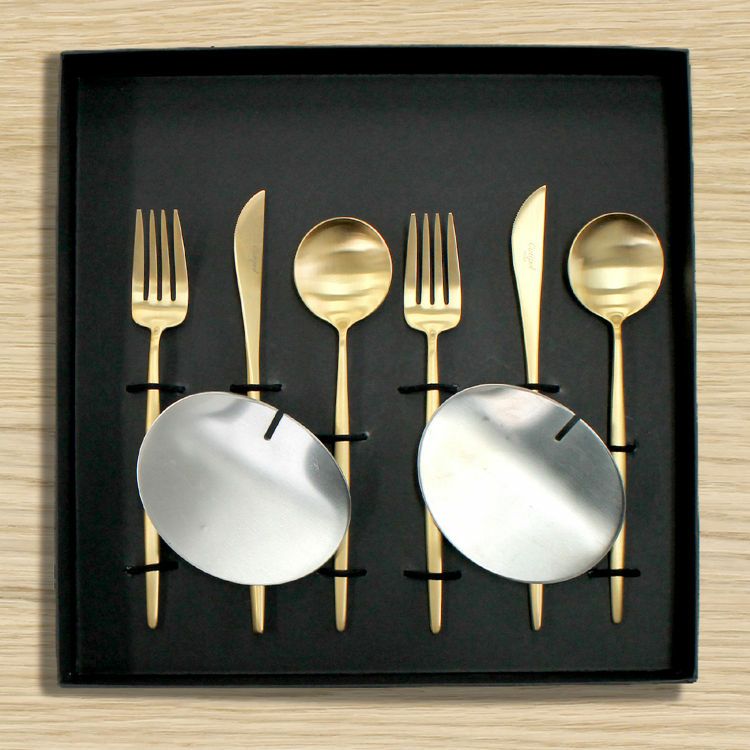 クチポール（Cutipol） MOON MATT/ムーンマット ゴールド デザート8点セット ギフトボックス(化粧箱付)