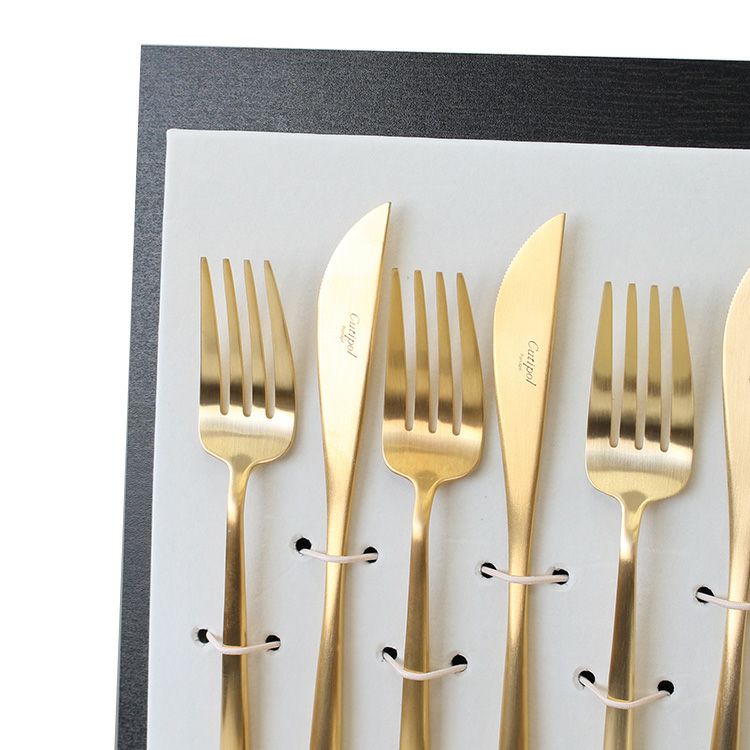 クチポール（Cutipol） MOON MATT/ムーンマット ゴールド ディナー24点セット （ディナーナイフ・ディナーフォーク・ディナースプーン・コーヒー/ティースプーン） 収納木箱入り(ギフトボックス)