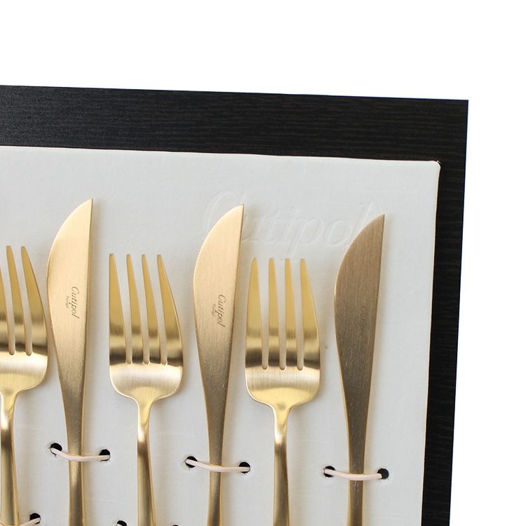 クチポール（Cutipol） MOON MATT/ムーンマット ゴールド ディナー24点セット （ディナーナイフ・ディナーフォーク・ディナースプーン・コーヒー/ティースプーン） 収納木箱入り(ギフトボックス)