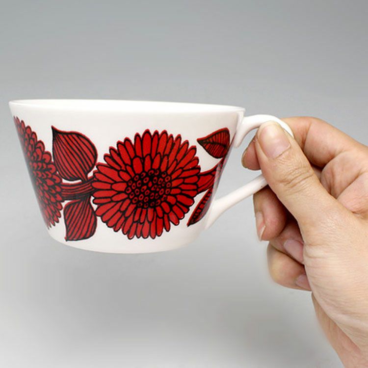 グスタフスベリ（Gustavsberg） レッドアスター/Red Aster ティーカップ＆ソーサー 【復刻版】