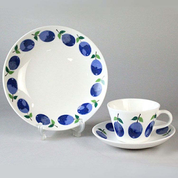 グスタフスベリ（Gustavsberg） プルーヌス/Prunus コーヒーカップ＆ソーサー + プレート 18cm 【復刻版】