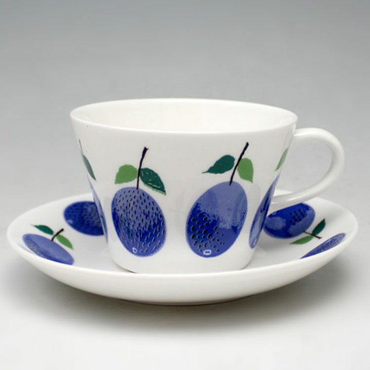 グスタフスベリ（Gustavsberg） プルーヌス/Prunus コーヒーカップ＆ソーサー + プレート 18cm 【復刻版】