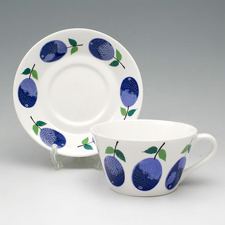 グスタフスベリ（Gustavsberg） プルーヌス/Prunus ティーカップ＆ソーサー+ プレート 22cm 【復刻版】