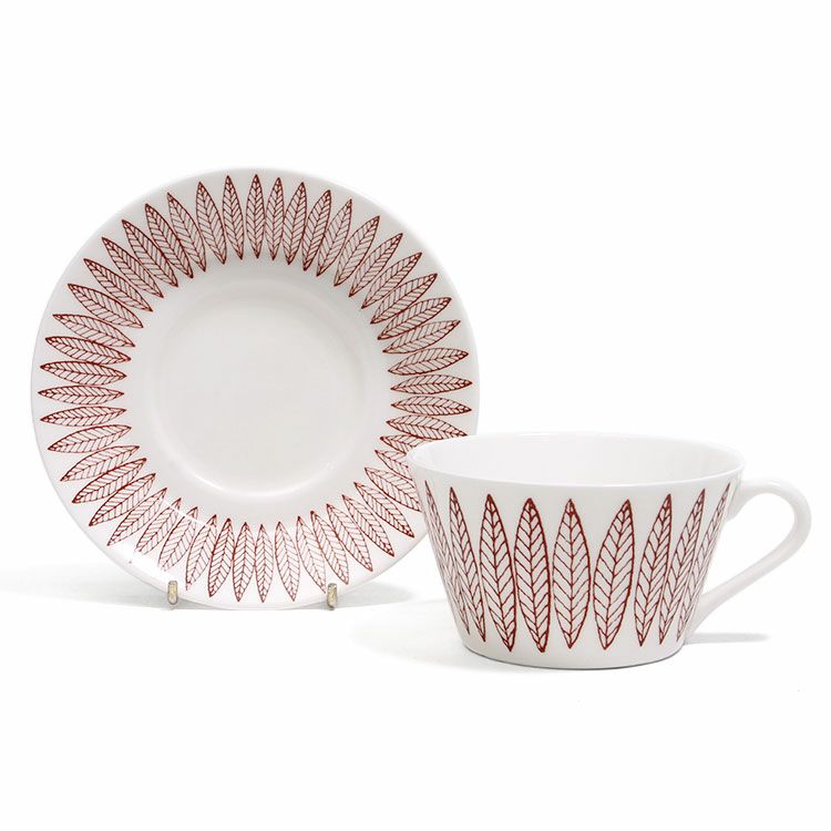 グスタフスベリ（Gustavsberg） サリックス/Salix レッド ティーカップ＆ソーサー 【復刻版】