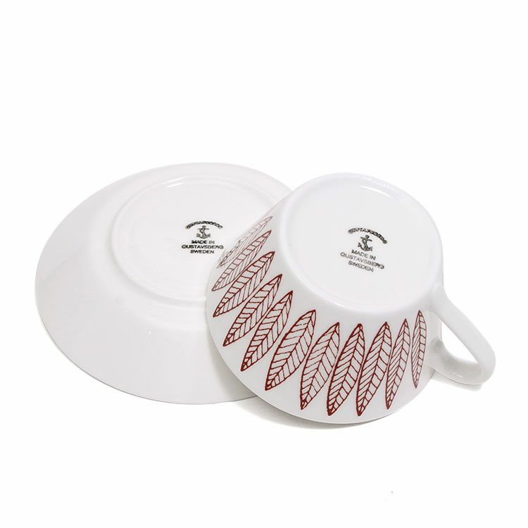 グスタフスベリ（Gustavsberg） サリックス/Salix レッド ティーカップ＆ソーサー 【復刻版】