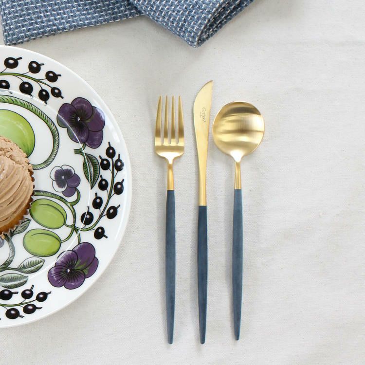 クチポール（Cutipol） ゴア/GOA ブルーマットゴールド デザート3点セット [ネコポス対応可(6セットまで)]