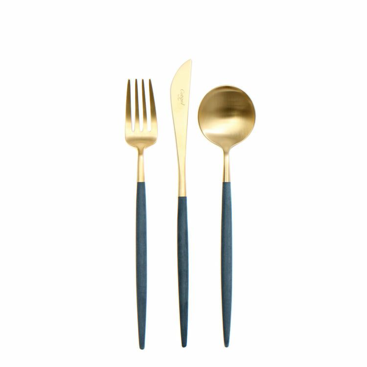 クチポール（Cutipol） ゴア/GOA ブルーマットゴールド デザート3点セット [ネコポス対応可(6セットまで)]