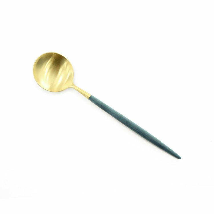 ＜4点セット＞クチポール（Cutipol） GOA/ゴア ブルーマットゴールド デザート3点＆カトラリーレスト1点 [ネコポス対応可(4セットまで)]