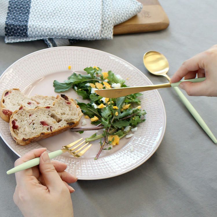 クチポール（Cutipol） ゴア/GOA セラドンマットゴールド ディナー3点セット [ネコポス対応可(6セットまで)]