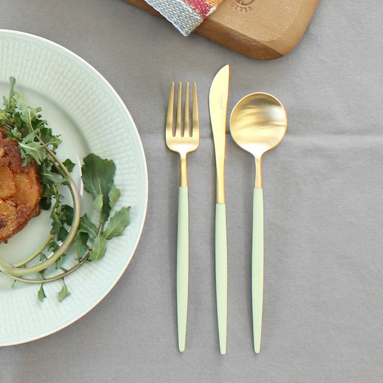 クチポール（Cutipol） ゴア/GOA セラドンマットゴールド デザート3点セット [ネコポス対応可(6セットまで)]