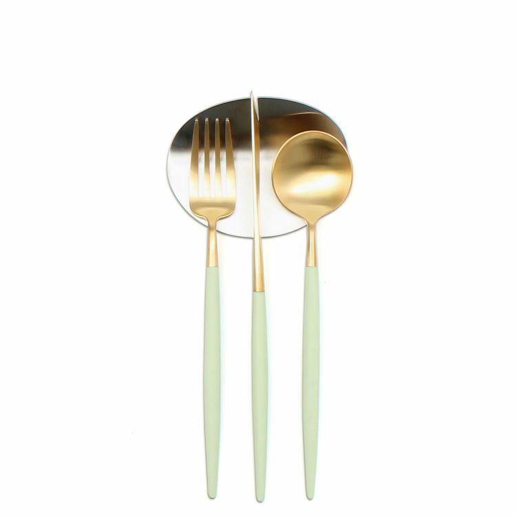 クチポール（Cutipol） ゴア/GOA セラドンマットゴールド デザート3点＆カトラリーレスト1点 [ネコポス対応可(4セットまで)]