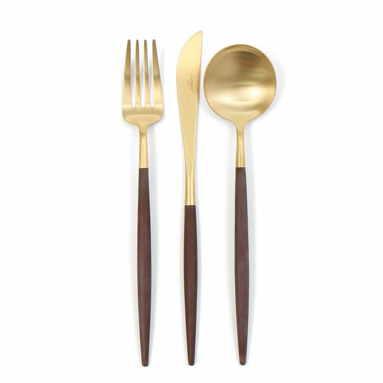 クチポール（Cutipol） ゴア/GOA ブラウンマットゴールド ディナー3点セット [ネコポス対応可(6セットまで)]