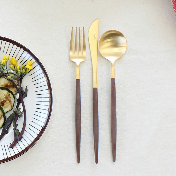 クチポール（Cutipol） ゴア/GOA ブラウンマットゴールド デザート3点セット [ネコポス対応可(6セットまで)]