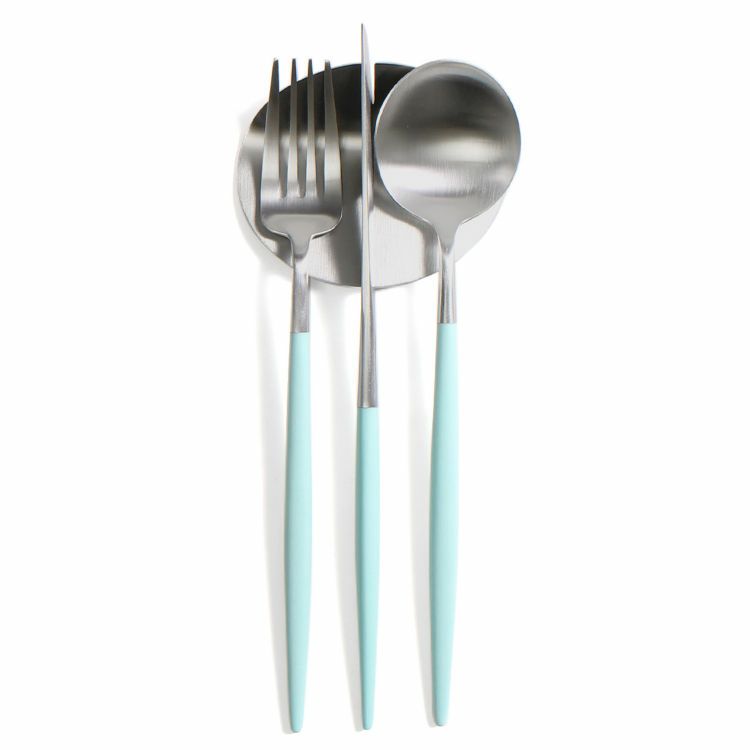 クチポール（Cutipol） ゴア/GOA ターコイズ ディナー3点＆カトラリーレスト1点 [ネコポス対応可(4セットまで)]