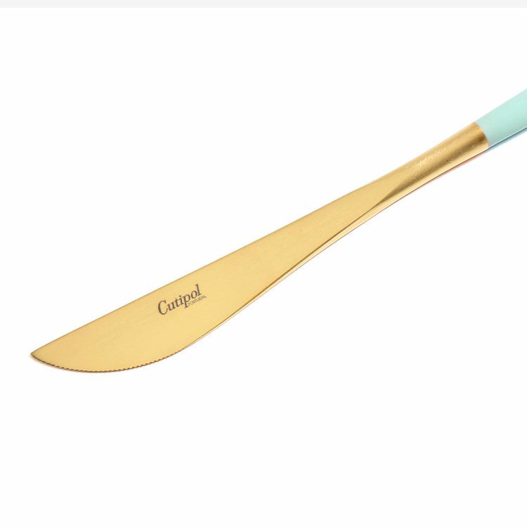クチポール（Cutipol） ゴア/GOA ターコイズマットゴールド ディナーナイフ [ネコポス対応可(18点まで)]