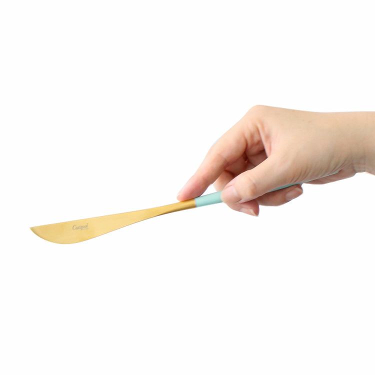 クチポール（Cutipol） ゴア/GOA ターコイズマットゴールド ディナーナイフ [ネコポス対応可(18点まで)]