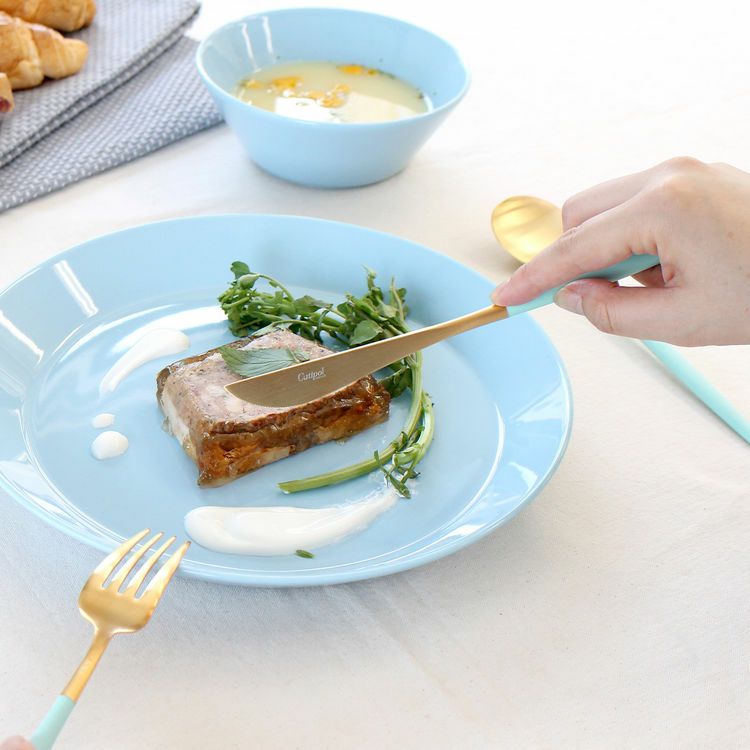 クチポール（Cutipol） ゴア/GOA ターコイズマットゴールド ディナーナイフ [ネコポス対応可(18点まで)]