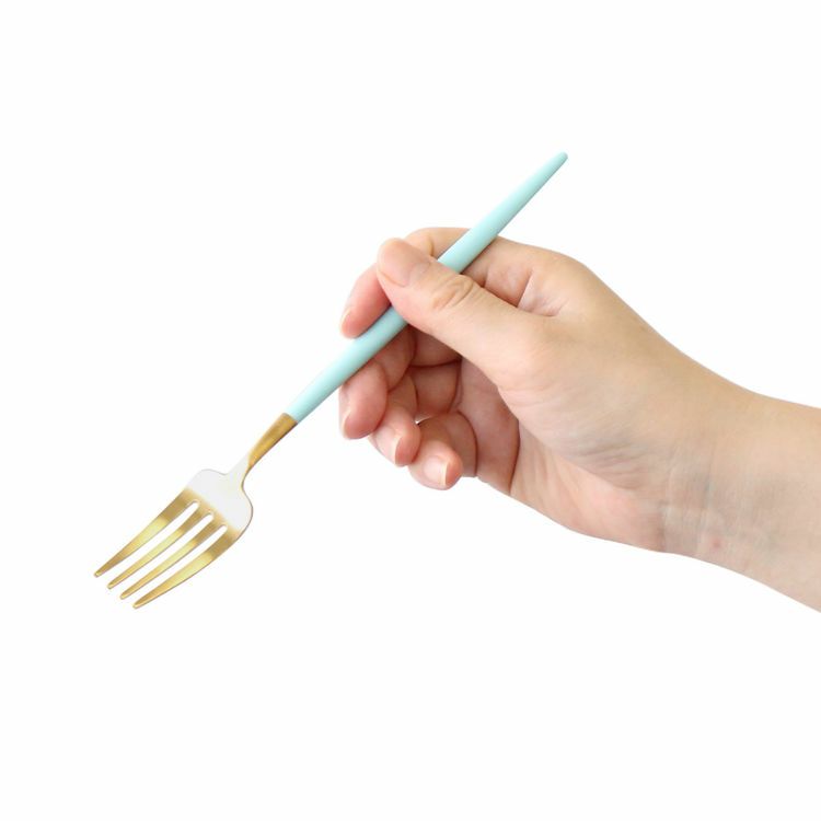 クチポール（Cutipol） ゴア/GOA ターコイズマットゴールド デザートフォーク [ネコポス対応可(18点まで)]