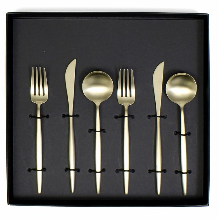 クチポール（Cutipol） ムーンマット/MOON MATT シャンパンゴールド デザート6点セット 化粧箱付