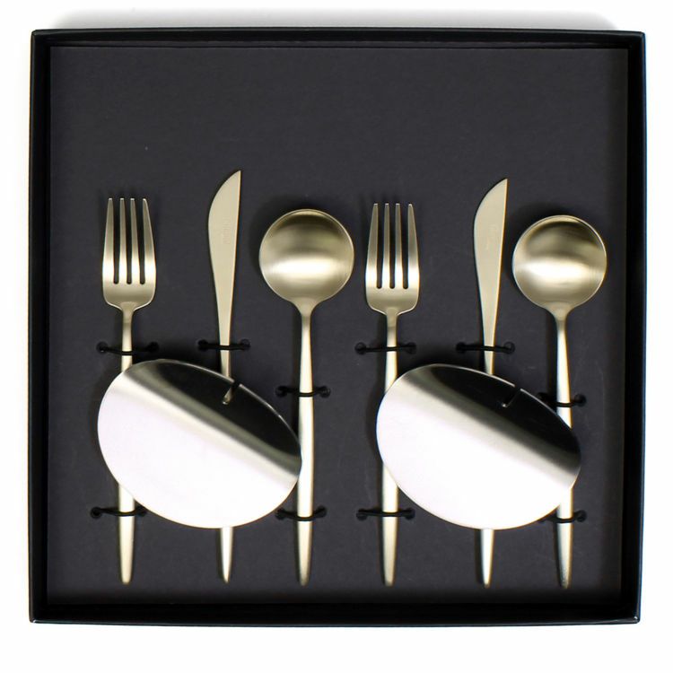 クチポール（Cutipol） ムーンマット/MOON MATT シャンパンゴールド デザート8点セット 化粧箱付