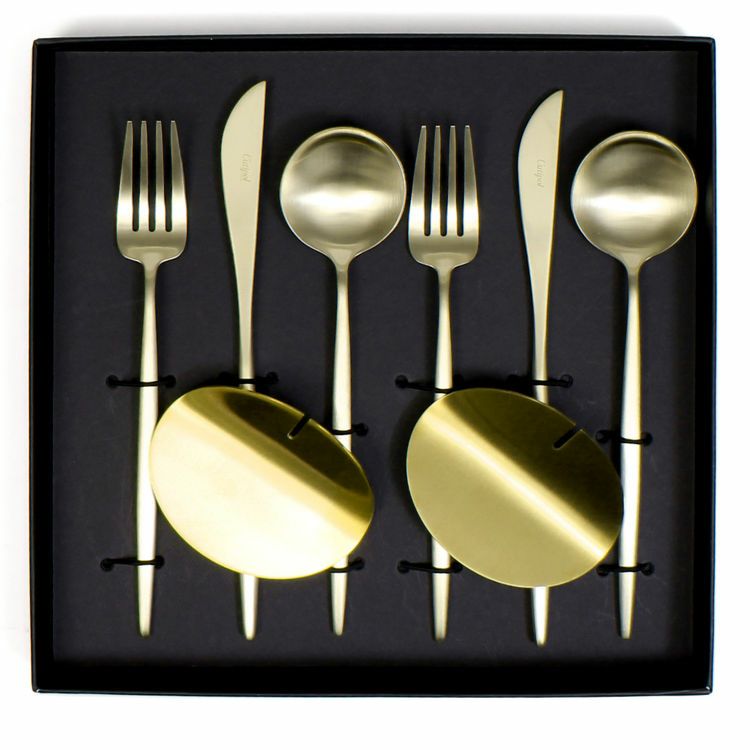 クチポール（Cutipol） ムーンマット/MOON MATT シャンパンゴールド ディナー8点セット 化粧箱付