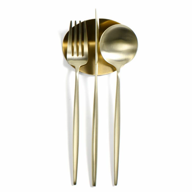 クチポール（Cutipol） ムーンマット/MOON MATT シャンパンゴールド ディナー8点セット 化粧箱付