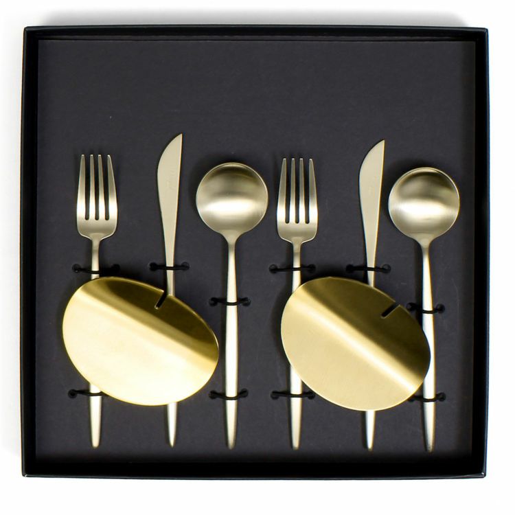 クチポール（Cutipol） ムーンマット/MOON MATT シャンパンゴールド デザート8点セット 化粧箱付