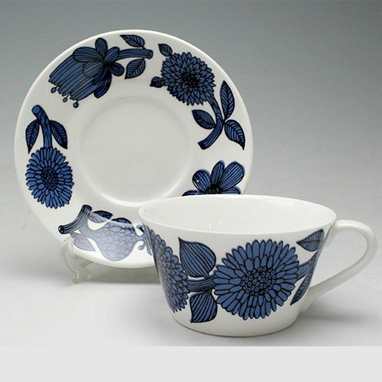 グスタフスベリ（Gustavsberg） ブルーアスター/Blue Aster ティーカップ＆ソーサー + プレート 22cm 【復刻版】