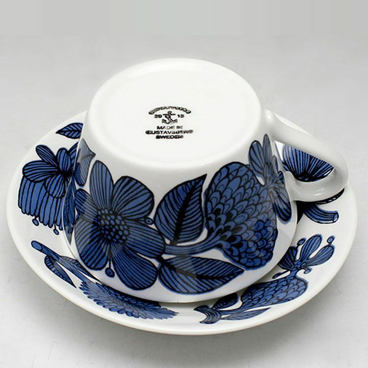 グスタフスベリ（Gustavsberg） ブルーアスター/Blue Aster ティーカップ＆ソーサー + プレート 22cm 【復刻版】