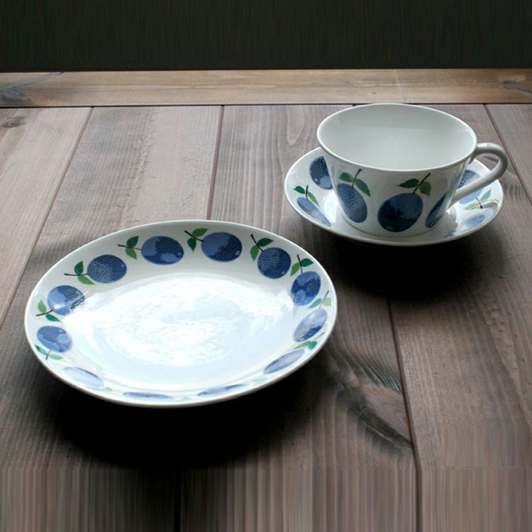 グスタフスベリ（Gustavsberg） プルーヌス/Prunus ティーカップ＆ソーサー + プレート 18cm 【復刻版】